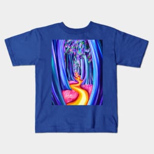 Psychedelic Trippy Tree Forest Path Kids T-Shirt